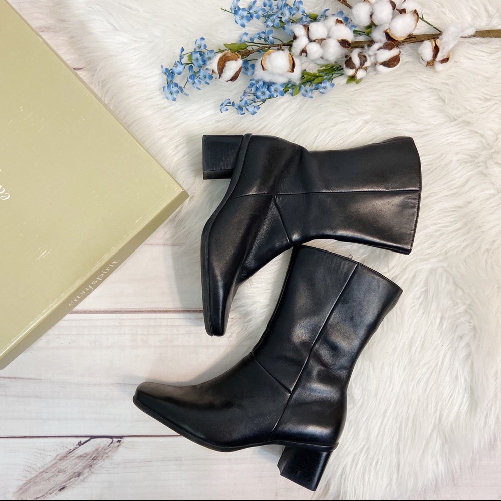 Easy Spirit Xaviert Black Leather Heeled Boots